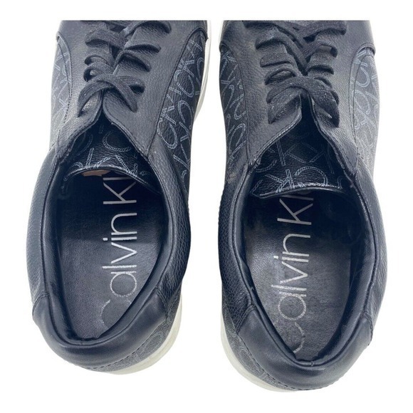 Calvin Klein Bowyer CK Monogram Smooth Mens Black Designer Sneakers Size 13 - Picture 11 of 14